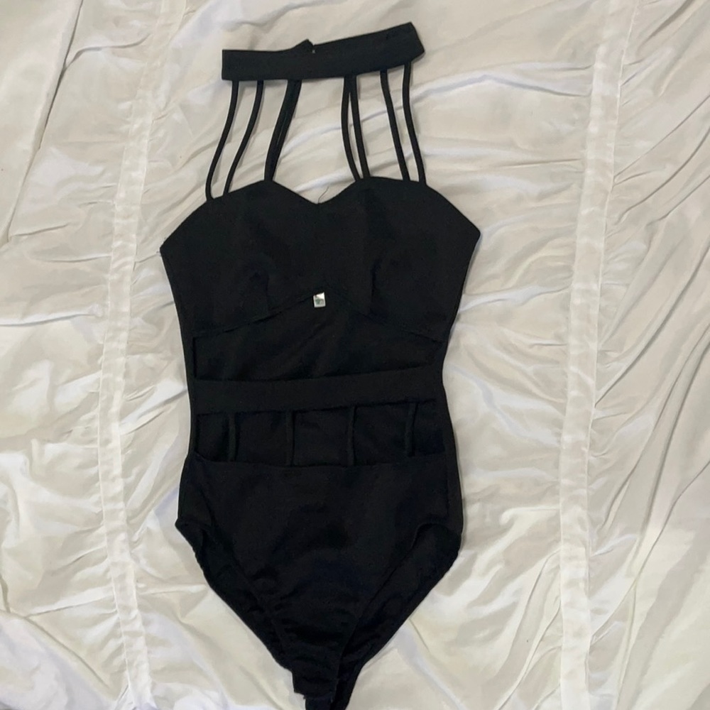 Black caged bodysuit